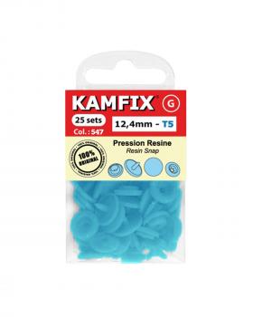 KAM T5 Resin Snap Fasteners - 12.4mm Round Turquoise Blue - Tissushop