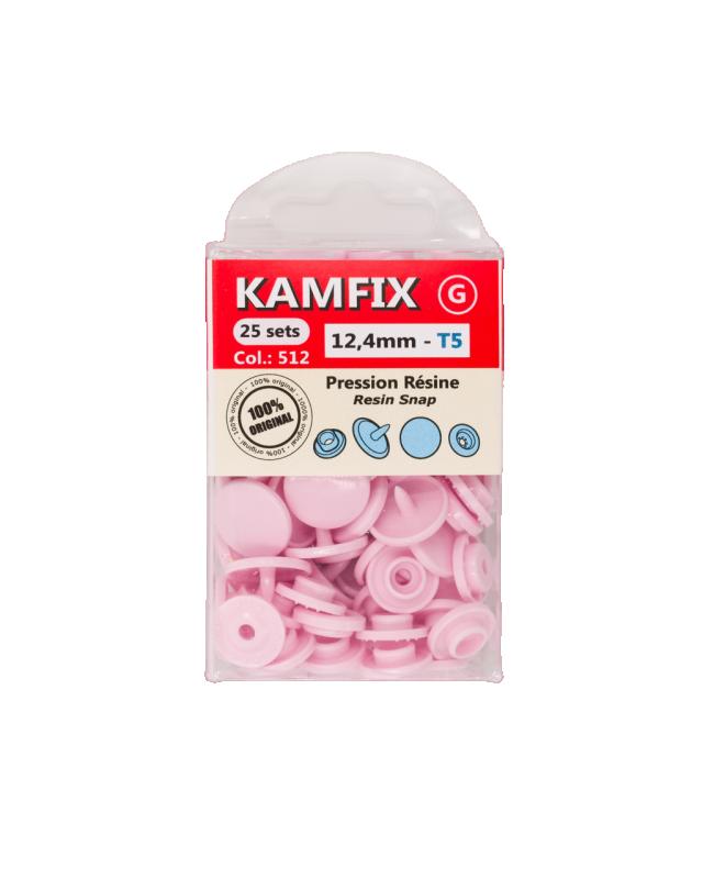 Boutons-Pression KAM Résine T5 - 12.4mm Rond Rose Bonbon - Tissushop