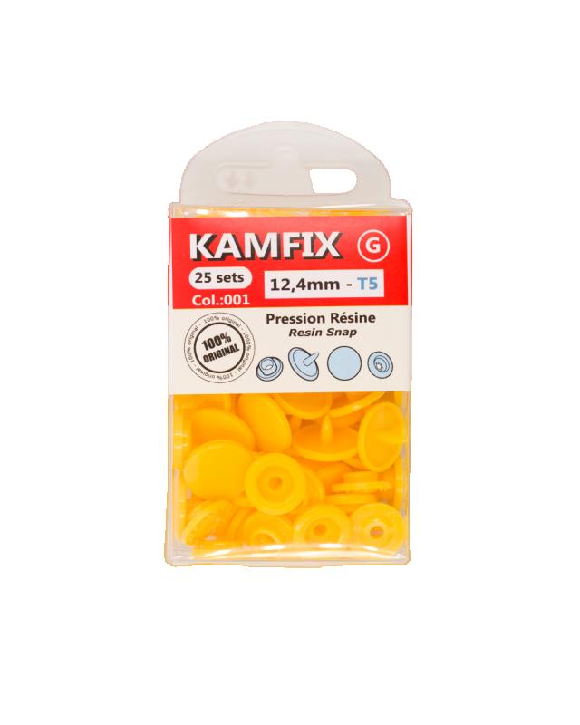 KAM T5 Resin Snap Fasteners - 12.4mm Round Sun Yellow - Tissushop