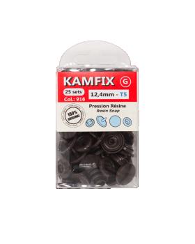 KAM T5 Resin Snap Fasteners - 12.4mm Round Dark Brown - Tissushop