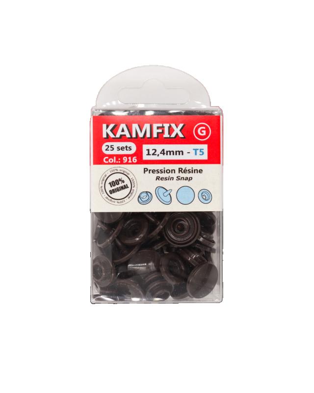 KAM T5 Resin Snap Fasteners - 12.4mm Round Dark Brown - Tissushop