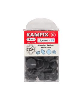 KAM T5 Resin Snap Fasteners - 12.4mm Round Dark Grey - Tissushop