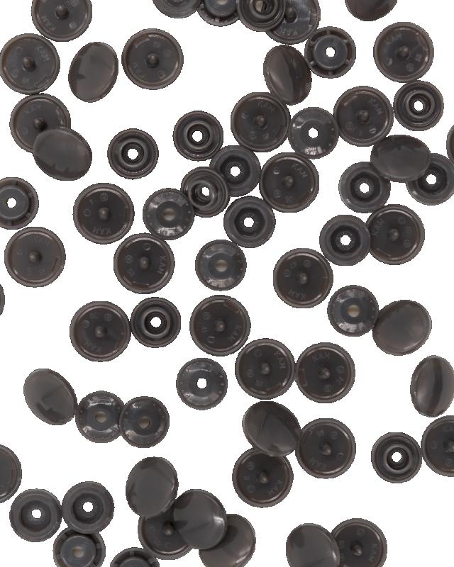 KAM T5 Resin Snap Fasteners - 12.4mm Round Dark Grey - Tissushop