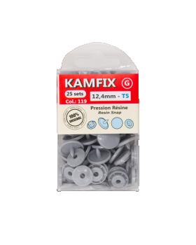 KAM T5 Resin Snap Fasteners - 12.4mm Round Light Grey - Tissushop