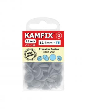 KAM T5 Resin Snap Fasteners - 12.4mm Round Light Grey - Tissushop