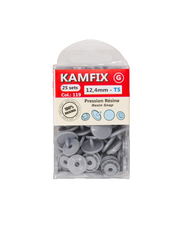 Boutons-Pression KAM Résine T5 - 12.4mm Rond Gris Clair - Tissushop