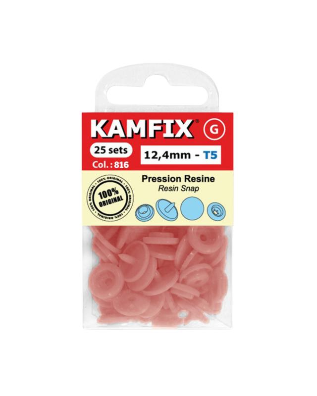 Boutons-Pression KAM Résine T5 - 12.4mm Rond Abricot - Tissushop