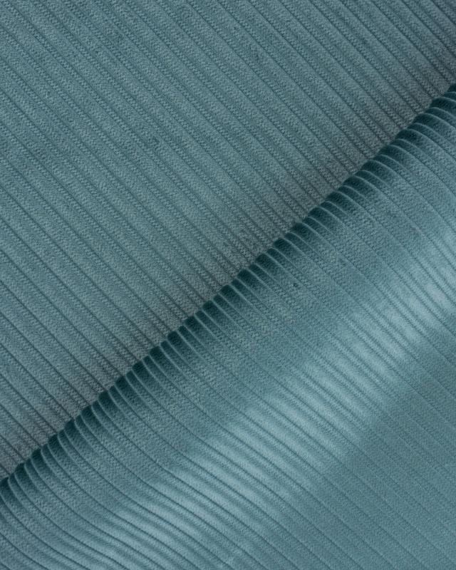Velours Côtelé Uni Fantaisie à Côtes Irrégulières Vert Eucalyptus - Tissushop