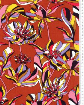 Viscose floral print Orange - Tissushop