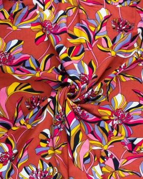 Viscose imprimé floral Orange - Tissushop