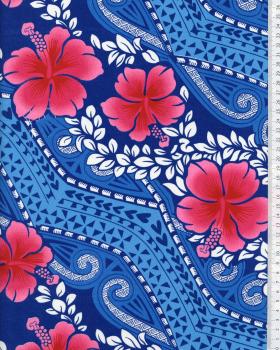 Tissu Polynésien MIAMO Bleu - Tissushop