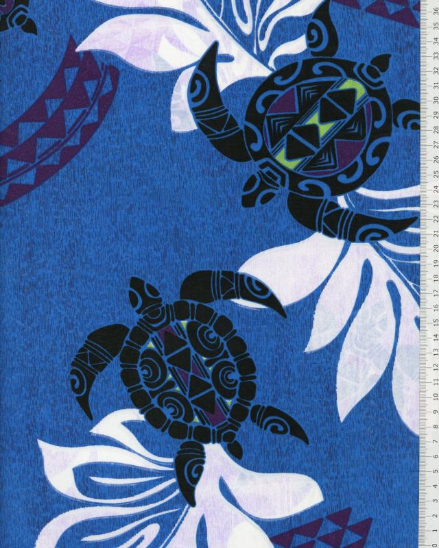 Tissu Polynésien WAILANI Bleu - Tissushop