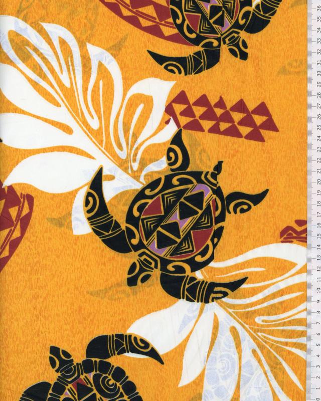 Tissu Polynésien WAILANI Orange - Tissushop