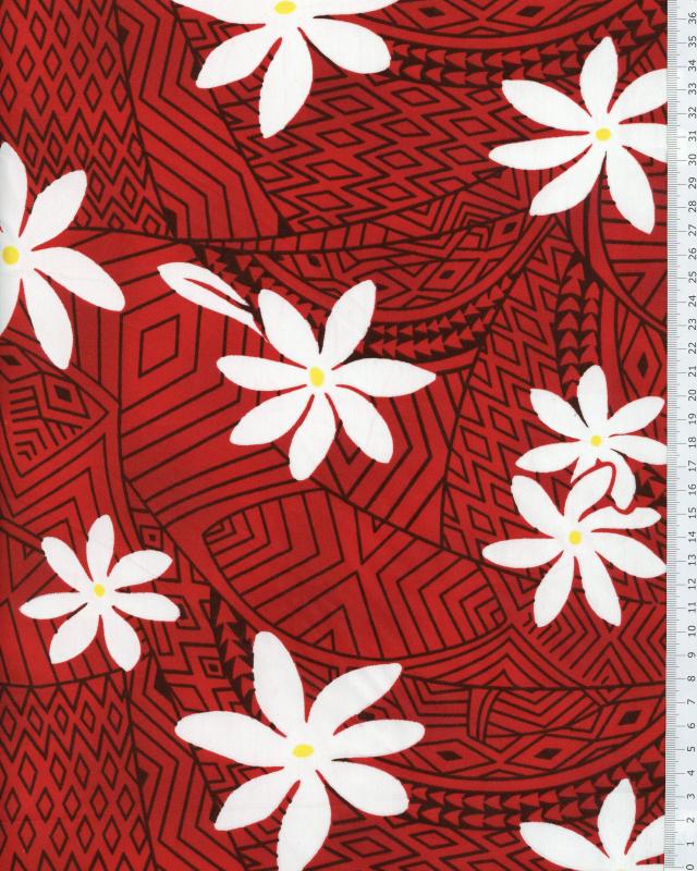 Polynesian Fabric WEKIU Red - Tissushop
