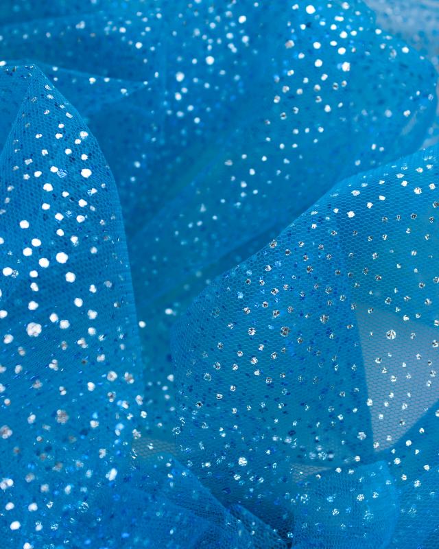 Tulle à paillettes Bleu Lagon - Tissushop