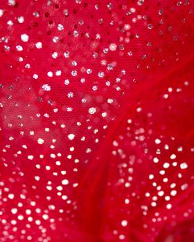 Tulle à paillettes Rouge - Tissushop