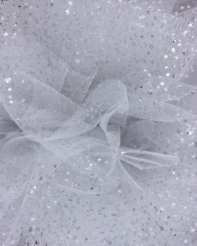 Tulle à paillettes Argent - Tissushop