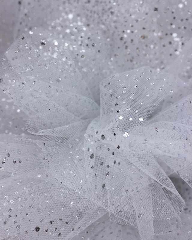 Tulle à paillettes Argent - Tissushop