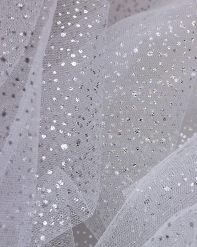 Tulle à paillettes Argent - Tissushop