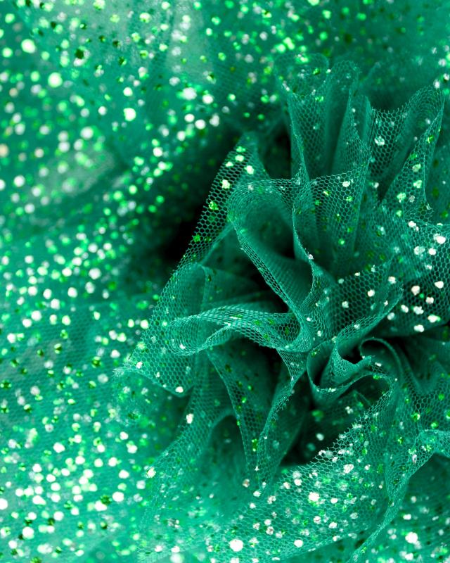 Tulle à paillettes Vert Sapin - Tissushop