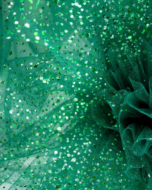 Tulle à paillettes Vert Sapin - Tissushop