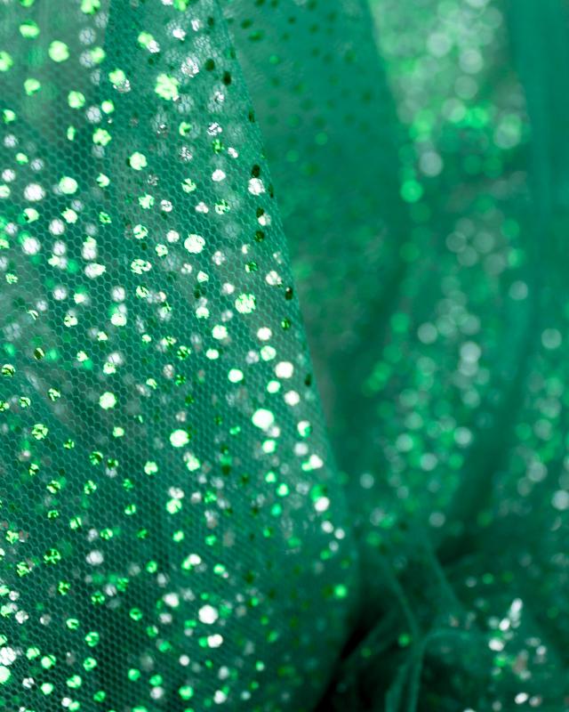 Tulle à paillettes Vert Sapin - Tissushop