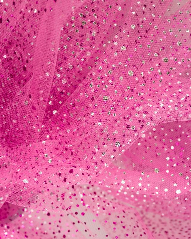 Tulle à paillettes Rose Bonbon - Tissushop