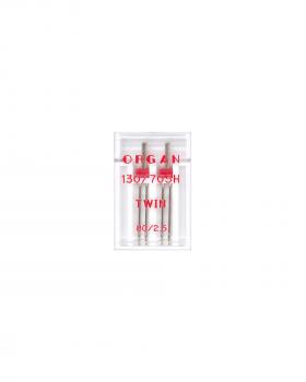 Aiguilles double Machine ORGAN N° 80 écartement 2.5 mm (x2) - Tissushop