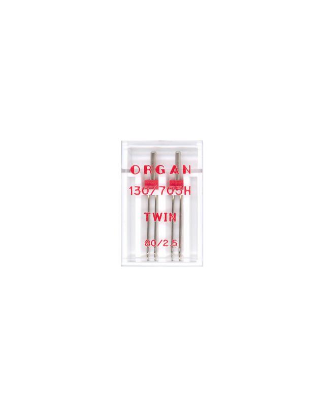 ORGAN Double Machine Needles N° 80 2.5 mm spacing (x2) - Tissushop