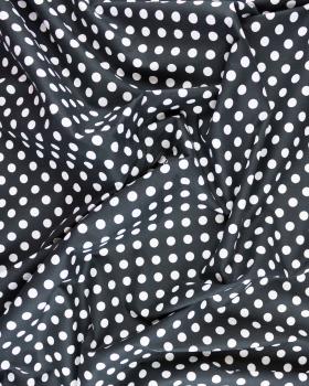 Cotton poplin pin up white polka dots on background Black - Tissushop