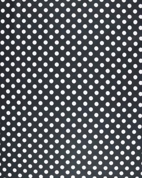 Cotton poplin pin up white polka dots on background Black - Tissushop