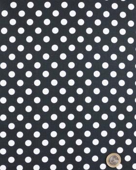 Cotton poplin pin up white polka dots on background Black - Tissushop