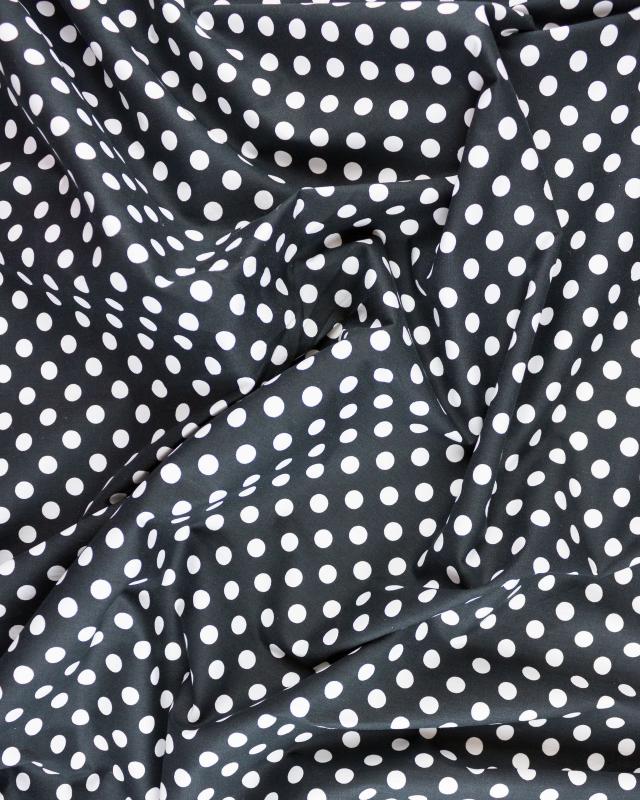 Cotton poplin pin up white polka dots on background Black - Tissushop