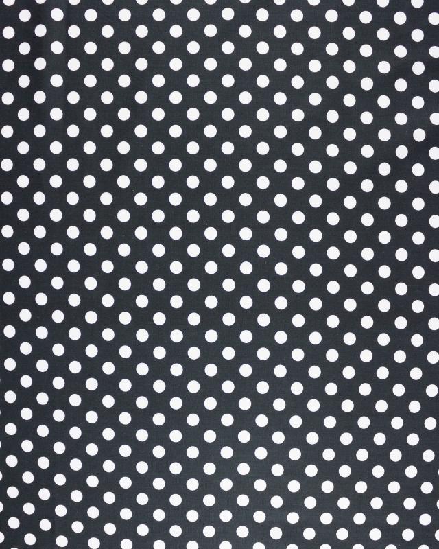Cotton poplin pin up white polka dots on background Black - Tissushop