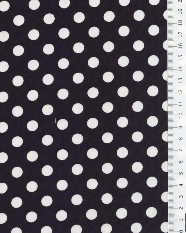 Cotton poplin pin up white polka dots on background Black - Tissushop