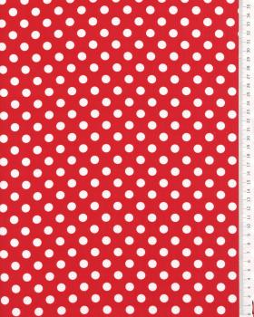 Popeline de coton pin up pois blanc sur fond Rouge - Tissushop