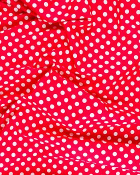 Cotton poplin pin up white polka dots on background Red - Tissushop