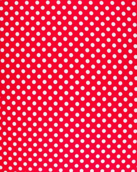 Cotton poplin pin up white polka dots on background Red - Tissushop