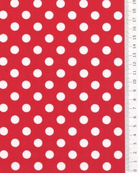Cotton poplin pin up white polka dots on background Red - Tissushop