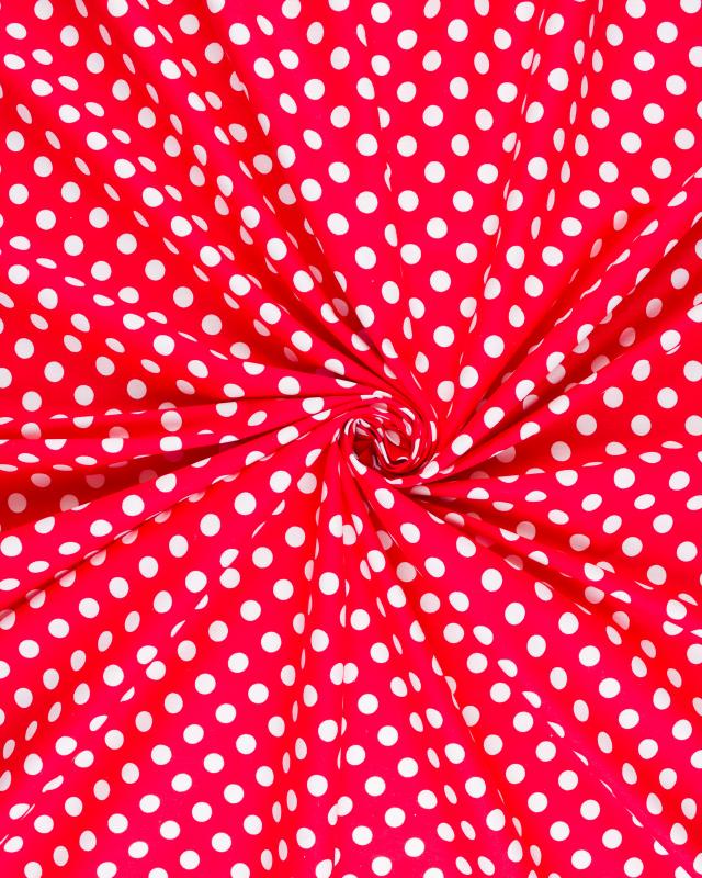 Cotton poplin pin up white polka dots on background Red - Tissushop