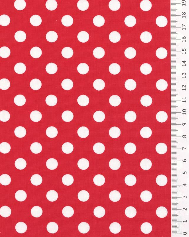 Cotton poplin pin up white polka dots on background Red - Tissushop