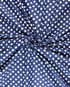 Popeline de coton pin up pois blanc sur fond Bleu Marine - Tissushop