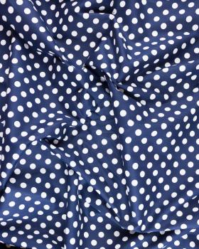 Cotton poplin pin up white polka dots on background Navy Blue - Tissushop