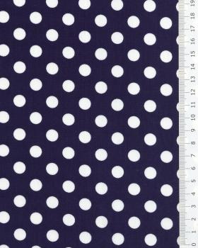 Cotton poplin pin up white polka dots on background Navy Blue - Tissushop