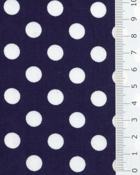 Cotton poplin pin up white polka dots on background Navy Blue - Tissushop