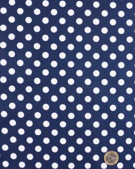 Cotton poplin pin up white polka dots on background Navy Blue - Tissushop