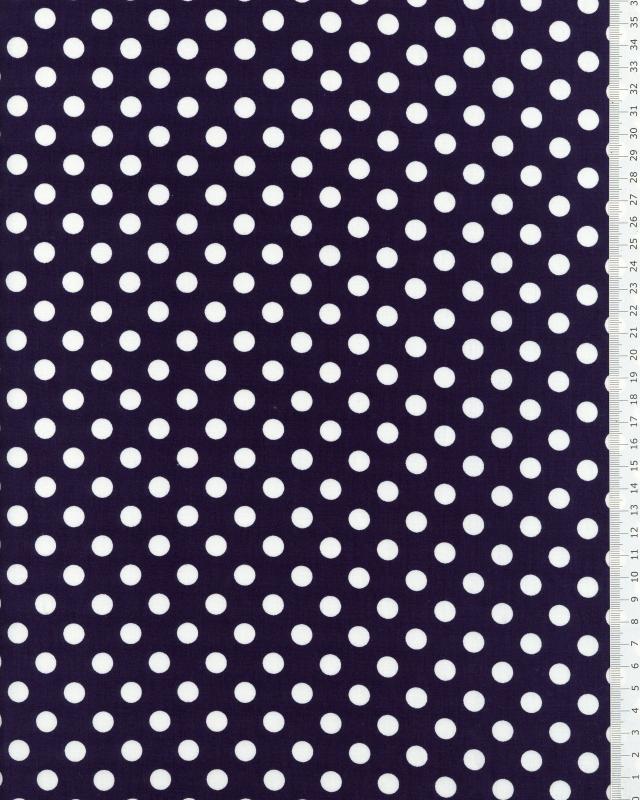 Cotton poplin pin up white polka dots on background Navy Blue - Tissushop