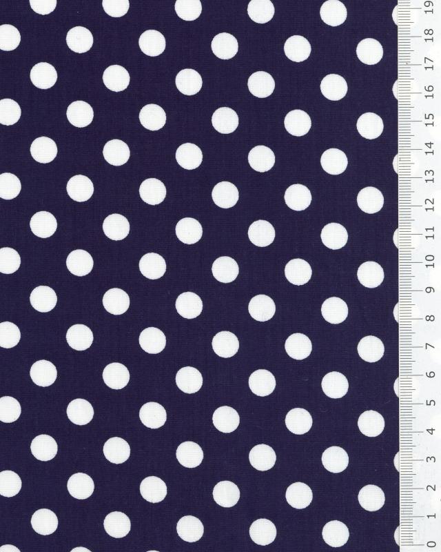 Cotton poplin pin up white polka dots on background Navy Blue - Tissushop