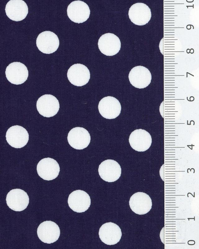 Cotton poplin pin up white polka dots on background Navy Blue - Tissushop