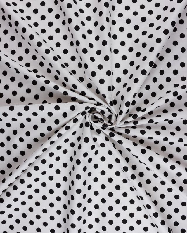 Pin-up cotton poplin with white polka dots Black - Tissushop